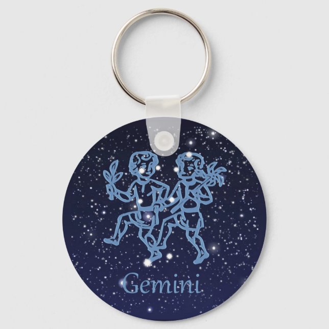 Gemini Constellation and Zodiac Sign with Stars Nyckelring (Framsida)