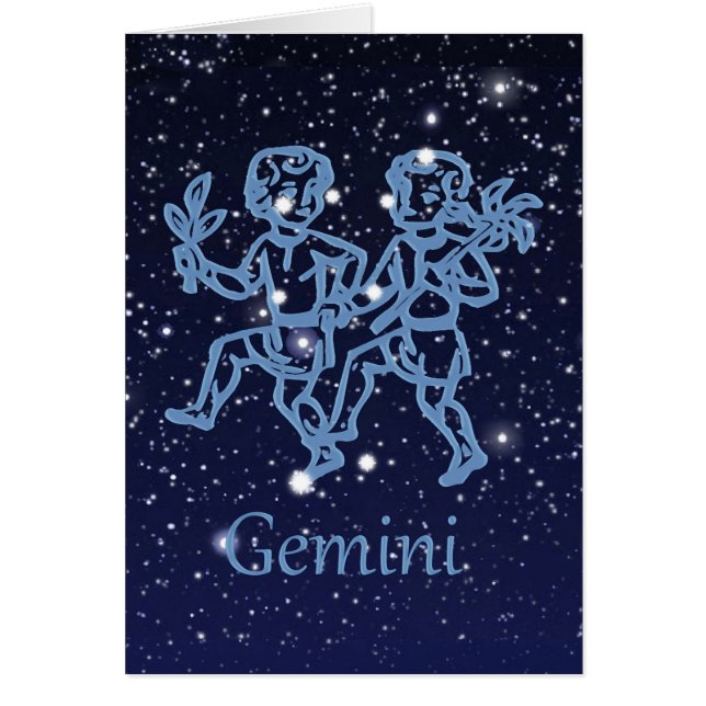 Gemini Constellation and Zodiac Sign with Stars OBS Kort (Framsidan)