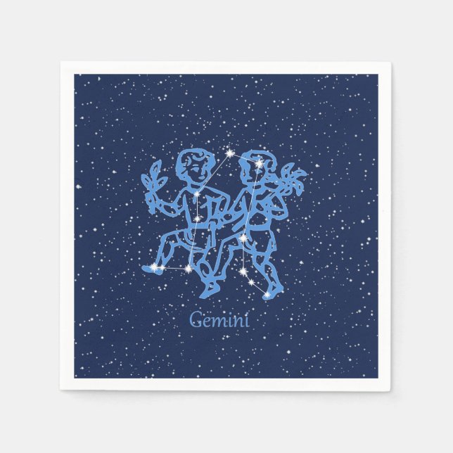 Gemini Constellation and Zodiac Sign with Stars Pappersservett (Framsidan)
