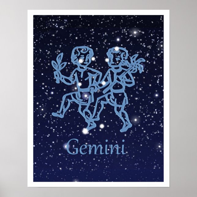 Gemini Constellation and Zodiac Sign with Stars Poster (Framsidan)