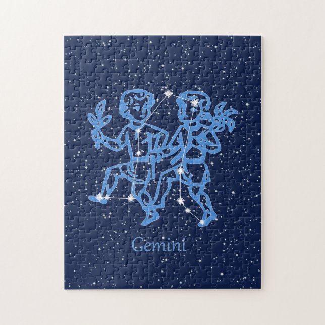 Gemini Constellation and Zodiac Sign with Stars Pussel (Vertikal)