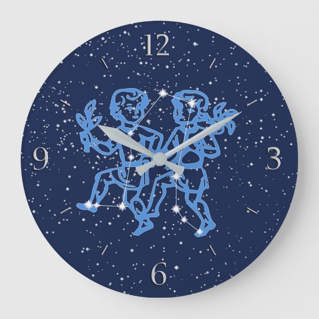 Gemini Constellation and Zodiac Sign with Stars Stor Klocka (Framsida)