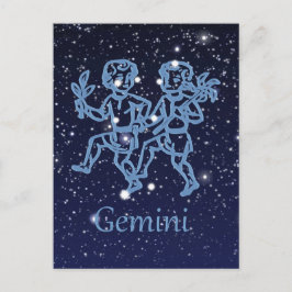 Gemini Constellation and Zodiac Sign with Stars Vykort