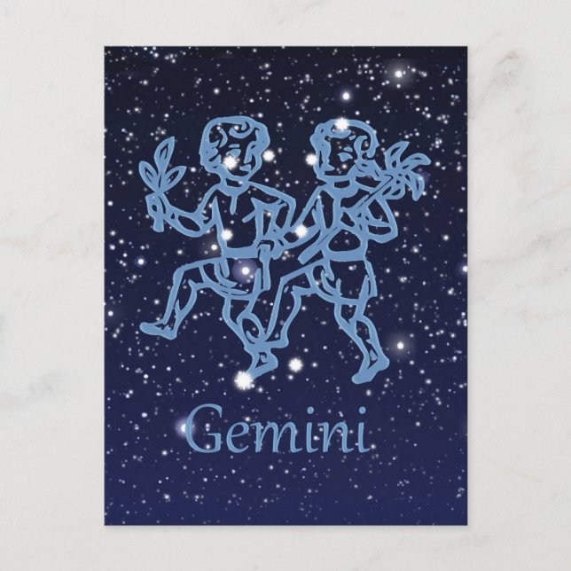 Gemini Constellation and Zodiac Sign with Stars Vykort (Framsida)