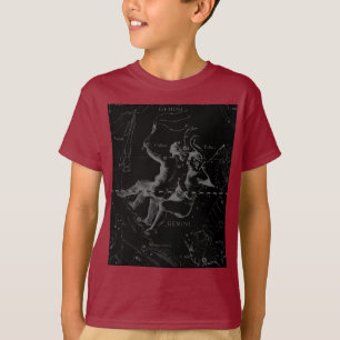 Gemini Constellation Hevelius 1690 on Black Tee Shirt