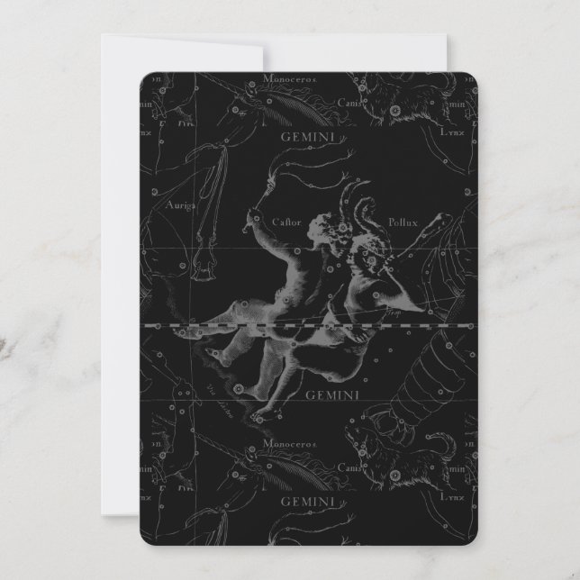 Gemini Constellation Karta Engrave av Hevelius (Framsida)