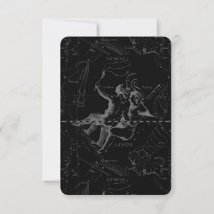 Gemini Constellation Karta Engrave av Hevelius