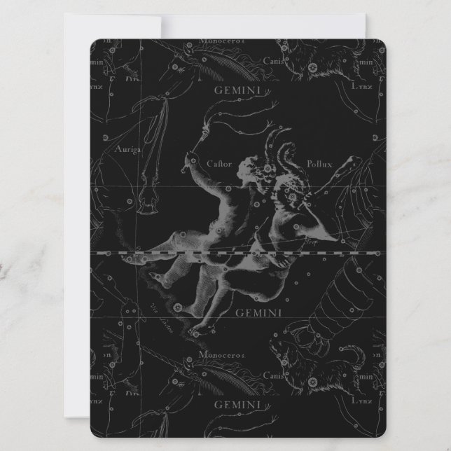 Gemini Constellation Karta Engrave av Hevelius (Framsida)