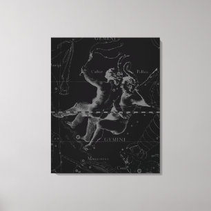 Gemini Constellation Karta Engrave av Hevelius Canvastryck