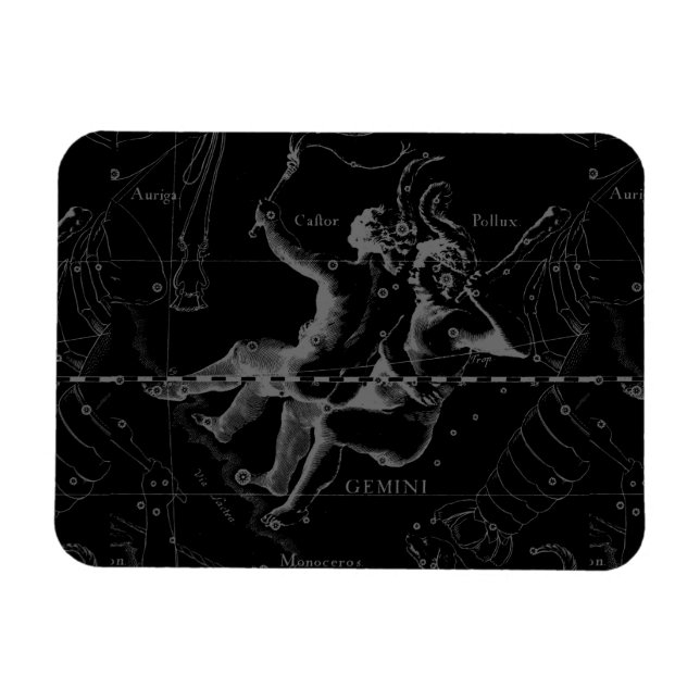 Gemini Constellation Karta Engrave av Hevelius Magnet (Horisontell)