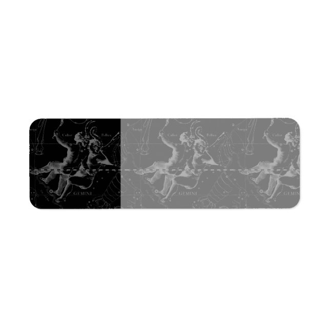 Gemini Constellation Karta Engrave av Hevelius Returadress Etikett (Framsidan)