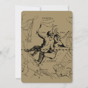 Gemini Constellation Karta Hevelius circa 1690