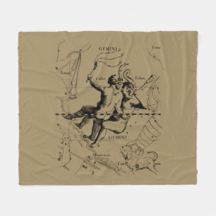 Gemini Constellation Karta Hevelius circa 1690 Fleecefilt