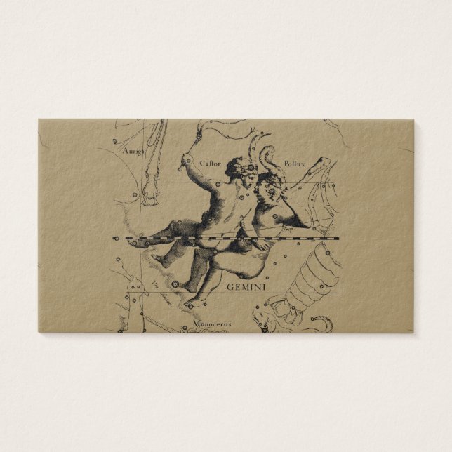 Gemini Constellation Karta Hevelius circa 1690 Visitkort (Framsidan)