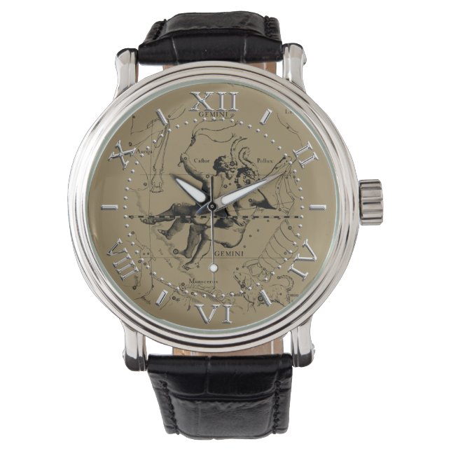 Gemini Constellation Zodiac Hevelius 1690 Dial Armbandsur (Framsida)