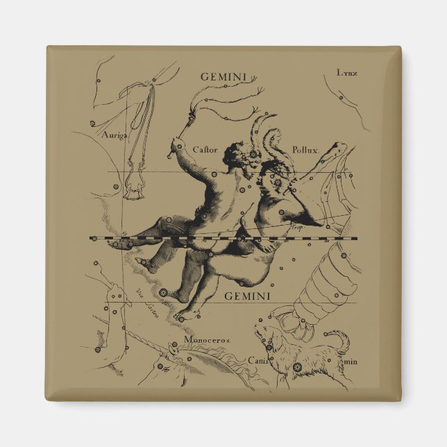 Gemini Constellation Zodiac Hevelius 1690 Magnet (Framsidan)