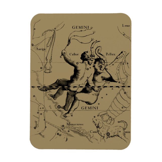 Gemini Constellation Zodiac Hevelius 1690 Magnet (Vertikal)