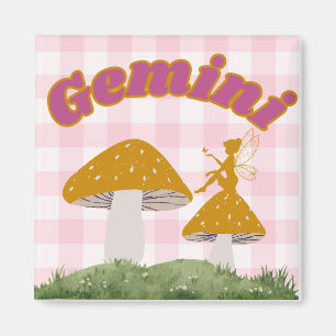 Gemini Cottagecore Aesthetic Fairy Mushroom Art Magnet