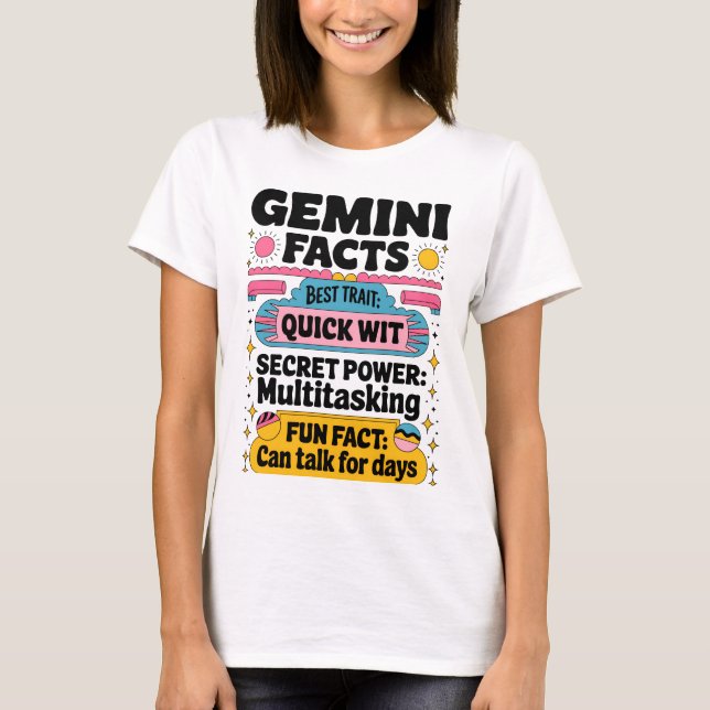 Gemini Facts: Snabbsökning, Multitasking och Endle T Shirt (Framsida)