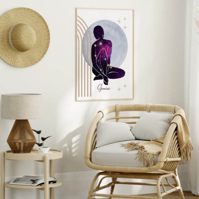 Gemini Feminine Blue Lila Zodiac Design Poster (Skapare uppladdad)