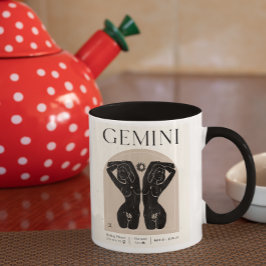 Gemini Feminine Zodiac Design Brown Black 15 OZ Mugg