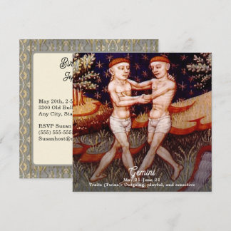 Gemini, Födelsedagsfesten Twillingar Zodiac Sign Inbjudningar