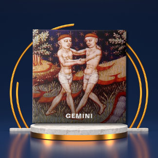 Gemini, Födelsedagsfesten Twillingar Zodiac Sign Kakelplatta