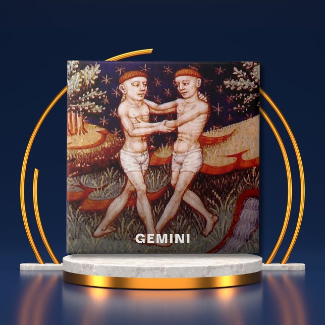 Gemini, Födelsedagsfesten Twillingar Zodiac Sign Kakelplatta (Gemini the Twins Zodiac Sign Birthday Party Ceramic Tile Cover)