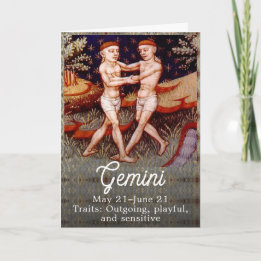 Gemini, Födelsedagsfesten Twillingar Zodiac Sign Kort