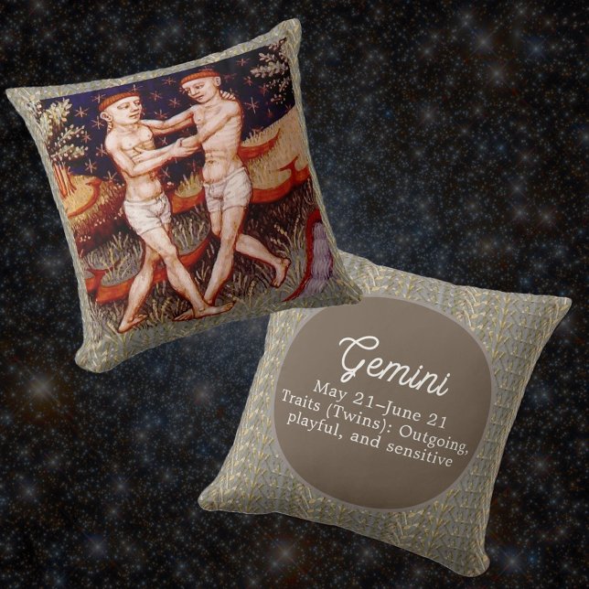 Gemini, Födelsedagsfesten Twillingar Zodiac Sign Kudde (Skapare uppladdad)