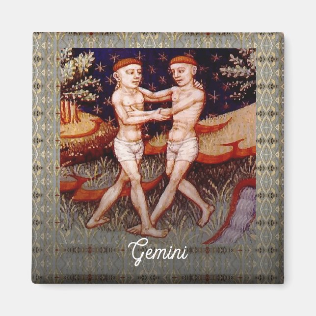 Gemini, Födelsedagsfesten Twillingar Zodiac Sign Magnet (Framsidan)