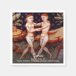 Gemini, Födelsedagsfesten Twillingar Zodiac Sign Pappersservett