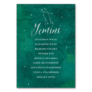 Gemini för sätesdiagramkortet för grönt Stars Bröl Bordsnummer