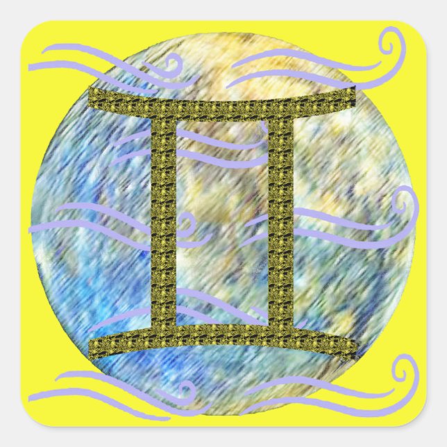 Gemini Fyrkantigt Klistermärke (Framsida)