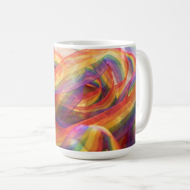 Gemini genererat kaskaderande genomskinligt regnbå kaffemugg (Framsida höger)