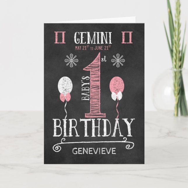 GEMINI Girl 1 Birthday Born 21-21 juni Kort (Framsida)
