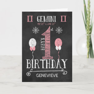 GEMINI Girl 1 Birthday Born 21-21 juni Kort