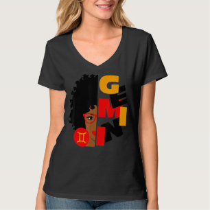 Gemini Girl Afrika Girl Zodiac Signs Birthday T Shirt