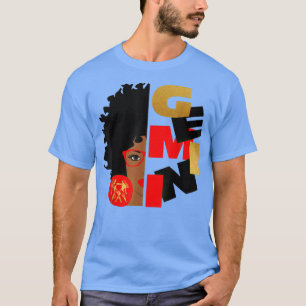 Gemini Girl Afro Girl Zodiac Signs Birthday Gift  T Shirt