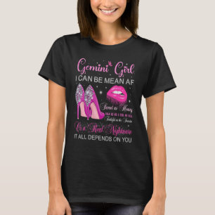 Gemini Girl Birthday Högklackars Dripping Läppar B T Shirt