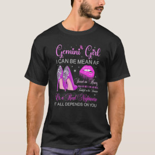 Gemini Girl Birthday Högklackars Dripping Läppar B T Shirt