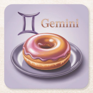 Gemini Glazed Donut Lavender Underlägg set Papper Kvadrat
