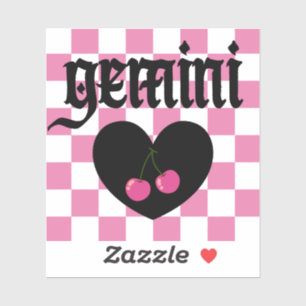 Gemini Gothic Aestthetic Checkered Cherry Art Klistermärken