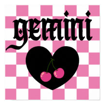 Gemini Gothic Aestthetic Checkered Cherry Art