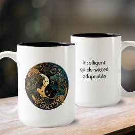 Gemini Guld och Black Watercolor Zodiac Två-Tonad Mugg