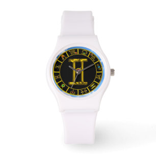 GEMINI GULD ZODIAC BIRTHDAY JEWEL,Grönt,Svart Armbandsur