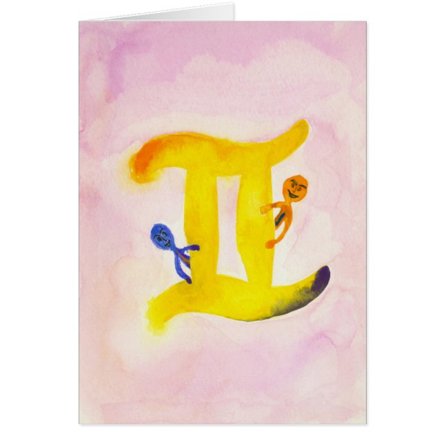 Gemini gulnar det tomma Zodiacsymbolet OBS Kort (Framsidan)
