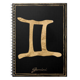 Gemini hammered guld stylized astrologisymbol anteckningsbok