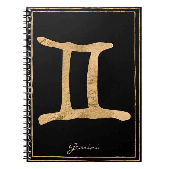 Gemini hammered guld stylized astrologisymbol anteckningsbok (Framsidan)