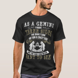 Gemini har tre sidor. Gemini Zodiac-tecken T Shirt